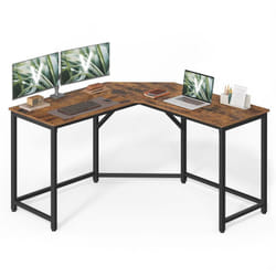 Vasagle - Bureau d'Angle, Bureau d'Ordinateur en Forme de l, 129 x 129 x 76 cm, Gain de Place, Table d'Ordinateur, Marron Rustique et Noir d'Encre
