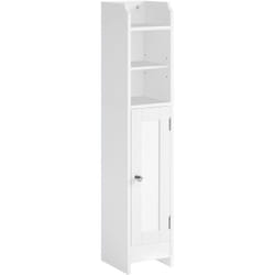 Meuble de Salle de Bain, Armoire d’Angle avec Porte et Étagères, Organisateur de Rangement, Meuble Étroit pour Papier Toilette, Étagères Réglables,