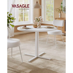 Vasagle - Table Ronde, Table de Cuisine, pour 4 Personnes, Style Campagnard, Surface Résistante à l'Eau, 80 cm de Diamètre, 74,8 cm de Hauteur, pour