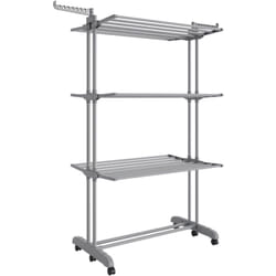 Songmics - tendoir à Linge, Séchoir Mobile à 4 Niveaux, avec Roulettes, Pliable, 63,5 x 125,5 x 173 cm, Grande Capacité, Utilisation Intérieure et
