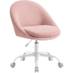 Chaise de Bureau, Fauteuil Pivotant en Peluche, Siège Confort, Rembourrage en Mousse, Réglable en Hauteur, pour Bureau, Chambre, Rose Bonbon