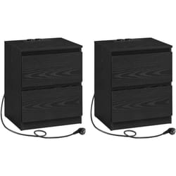 Lot de 2 Table de Chevet avec Multiprise, Table d'Appoint, 2 Tiroirs, 2 Prises ca, 1 Port usb, 1 Prise usb-c, pour Salon, Chambre, Bureau, Moderne,