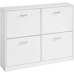 Vasagle - Meuble à Chaussures 4 Portes Battantes, Étagère à Chaussures, Séparateur Réglable, pour 16 à 28 Paires de Chaussures, pour Entrée, 24 x