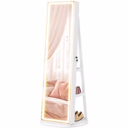 【MIROIR PLEINE LONGUEUR AVEC LUMIÈRE RÉGLABLE】 Cette armoire à bijoux est dotée d’un miroir pleine longueur avec 3 modes de l ...