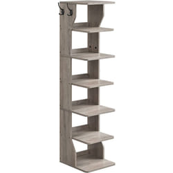 Tagère à Chaussures Fine, Meuble de Rangement sur Pieds 6 Niveaux, Gain de Place, pour Entrée, Coin, Rangement Chaussures, Grège Chiné