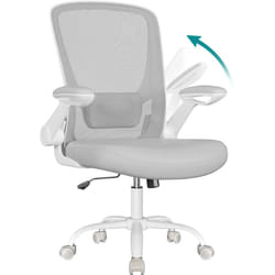 Chaise Bureau Ergonomique, Tissu en Maille, Support Lombaire, Mécanisme à Bascule, Assise Large de 53 cm, Accoudoirs Rabattables, pour Bureau,