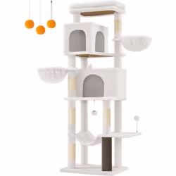 【175 cm DE HAUT, PLAISIR MULTI-NIVEAUX】 Plongez vos chats dans un univers de jeu avec cet arbre à chat. Il comprend 2 niches  ...