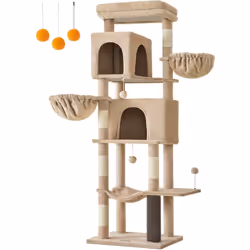 【175 cm DE HAUT, PLAISIR MULTI-NIVEAUX】 Plongez vos chats dans un univers de jeu avec cet arbre à chat. Il comprend 2 niches  ...