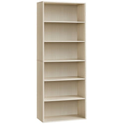 Bibliothèque, Étagère sur 6 Niveaux, Meuble de Rangement Ouvert, Étagère, 24 x 60 x 178,5 cm, pour Salon, Bureau, Salle à Manger, Beige Naturel