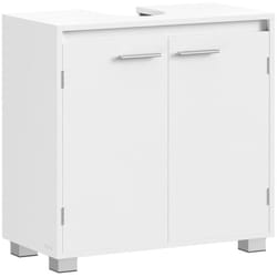 Meuble sous Lavabo, Meuble de Salle de Bain, 2 Compartiments derrière Les Portes, pour Divers Types de Lavabos, avec Pieds, 30 x 60 x 60 cm, Blanc