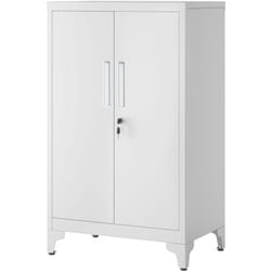Caisson de Bureau, Placard Polyvalent, Armoire de Bureau à 2 Portes, Verrouillable, Meuble de Rangement en Acier, pour Bureau, Salon, Gris - Songmics