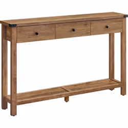 【STYLE CAMPAGNARD CHIC】 L'aspect bois, les lignes simples et les coins en métal donnent vie à cette table console qui créera ...