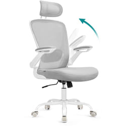 Songmics - Chaise Bureau Ergonomique en Toile, Fauteuil, Support Lombaire Rembourré, Mécanisme à Bascule, Assise Large de 53 cm, Accoudoirs