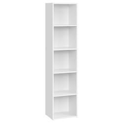 Bibliothèque, Étagère sur 5 Niveaux, Meuble de Rangement Ouvert, Étagère, 24 x 30,2 x 134,2 cm, pour Salon, Bureau, Salle à Manger, Blanc Nuage