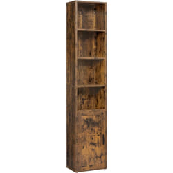 CUSTOS Collection - Bibliothèque, Étagère Haute sur 6 Niveaux, avec Porte, Meuble de Rangement Ouvert, 24 x 31,8 x 175 cm, pour Salon, Bureau, Salle