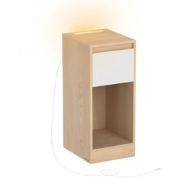 Table de Chevet Étroite, Table d'Appoint, avec Éclairage led, 1 Port usb-a, 1 Port usb-c, Tiroir et Compartiment Ouvert, pour Chambre, Salon, Jaune