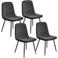 Chaises de Salle à Manger, Lot de 4, Support Métallique, Pieds Réglables, Nettoyage Facile, Chaises de Cuisine, Tissu Chenille, pu Texturé Glacé, Gris
