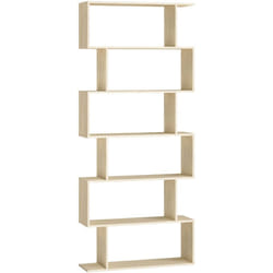 Bibliothèque, Étagère à 6 Niveaux, 24 x 70 x 191 cm, Meuble de rangement, Cloison Séparateur, pour Salon, Chambre, Bureau, Beige Naturel