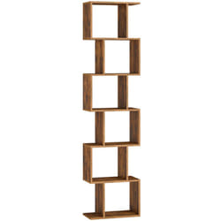 Bibliothèque, Étagère à 6 Niveaux, 24 x 40 x 191 cm, Meuble de rangement, Cloison Séparateur, Moderne, pour Salon, Chambre, Bureau, Marron Rustique