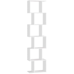 Bibliothèque, Étagère à 6 Niveaux, 24 x 40 x 191 cm, Meuble de rangement, Cloison Séparateur, Moderne, pour Salon, Chambre, Bureau, Blanc Nuage