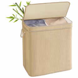 Grand espace, 2 compartiments : Grâce à sa taille de 58 x 39 x 61 cm, ce panier à linge de 130 L offre suffisamment d'espace  ...