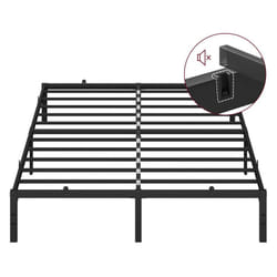 Cadre de Lit Double, 160 x 200 cm, Cadre en Métal, Espace de Rangement au Dessous, Moderne, Lit d'Invité, Montage Facile, Noir Mat