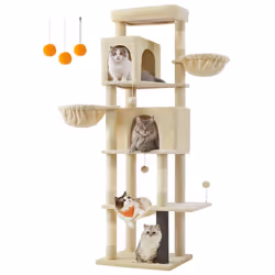 【190,7 cm DE HAUT, PLAISIR MULTI-NIVEAUX】 Plongez vos chats dans un univers de jeu avec cet arbre à chat. Il comprend 2 niche ...