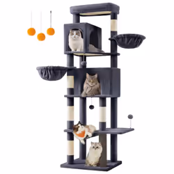 【190,7 cm DE HAUT, PLAISIR MULTI-NIVEAUX】 Plongez vos chats dans un univers de jeu avec cet arbre à chat. Il comprend 2 niche ...