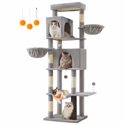 【190,7 cm DE HAUT, PLAISIR MULTI-NIVEAUX】 Plongez vos chats dans un univers de jeu avec cet arbre à chat. Il comprend 2 niche ...