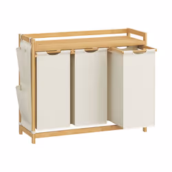 【3 COMPARTIMENTS DE TRI】 Ce panier à linge a un volume total de 150 L (50 L pour chaque sac). La conception à 3 compartiments ...