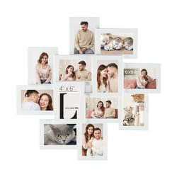 Cadre Photo pour Image 10 x 15 cm, Pêle-mêle Mural pour 12 Photos, Protection en Verre Transparent, à Assembler, Blanc