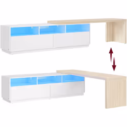 【LONGUEUR RÉGLABLE, FORME MODULABLE】 La longueur de ce meuble TV est réglable de 162 cm à 270 cm, parfait pour les téléviseur ...