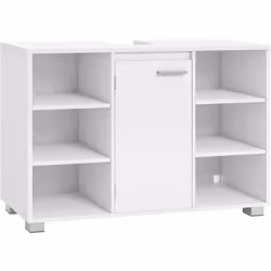 Simple et élégant : Le design symétrique, les lignes épurées et la couleur blanche donnent vie à ce meuble bas et confèrent u ...