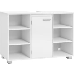 Meuble sous Lavabo, Meuble de Salle de Bain, Armoire de Salle de Bain avec Étagères Réglables, Pieds, 30 x 90 x 60 cm, Blanc Nuage