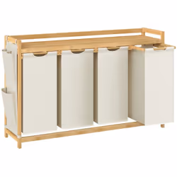 【4 COMPARTIMENTS DE TRI】 Ce panier à linge a un volume total de 200 L (50 L pour chaque sac). La conception à 4 compartiments ...