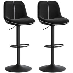Vasagle - Lot de 2 Tabourets de Bar, Pivotants, Réglables en Hauteur, Dossier Ergonomique, Velours, Base Métallique, Modernes, pour Îlot de Cuisine,
