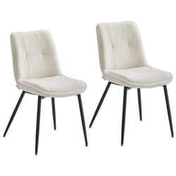 Lot de 2 Chaises Salle à Manger, Chaise de Cuisine Rembourrée, Chenille, Jusqu'à 120 kg, Double Coussin, Pieds en Métal, Moderne, pour Salle à
