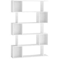 Bibliothèque, Étagère sur 5 Niveaux, 24 x 90 x 159 cm, Meuble de Rangement, avec Compartiments Ouverts, pour Salon, Chambre, Bureau, Blanc Nuage