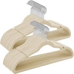 Cintres en Velours, Lot de 50, Antiglisse, avec Encoches, Barre pour Pantalons, Crochet Pivotant à 360°, Gain de Place, Épaisseur 0,6 cm, Longueur de