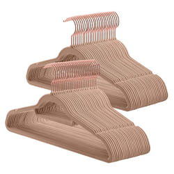 Cintre en Velours, Lot de 50, Antiglisse, Barre à Cravate, Crochet Pivotant 360°, Épaisseur 0,6 cm, Longueur 43,5 cm, pour Manteau, Robe, Pantalon,
