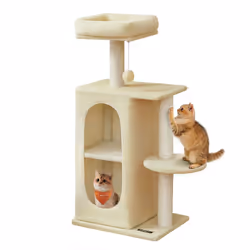 Arbre à 2 niveaux : Cet arbre à chat dispose de 2 niches douillettes. La niche du bas est facilement accessible pour les chat ...