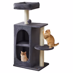 Arbre à 2 niveaux : Cet arbre à chat dispose de 2 niches douillettes. La niche du bas est facilement accessible pour les chat ...
