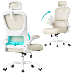 Songmics - Fauteuil de Bureau, Chaise Ergonomique, avec Tissu en Maille Double Couche, Accoudoirs Rabattables, Soutien Lombaire et Appui-Tête