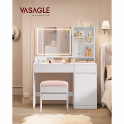 Ce que vous obtenez : 1 Table de maquillage blanche, 1 tabouret de coiffeuse blanc et rose, 2 kits de montage, 1 dispositif a ...