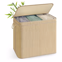 Grand espace, 3 compartiments : Grâce à sa taille de 67 x 44 x 61 cm, ce panier à linge de 170 L offre suffisamment d'espace ...
