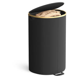 Panier à Linge, Corbeille à Linge Sale, 90 Litres, avec Couvercle, Sac Amovible, pour Buanderie, Chambre, Salon, Noir d’Encre et Beige Naturel
