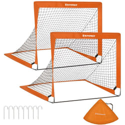 Songmics - Lot de 2, Cage de Football pour Enfants, Pliable, Filet de Football, Montage Rapide, pour Jardin, Cours, Cadre en Fibre de Verre, Tissu