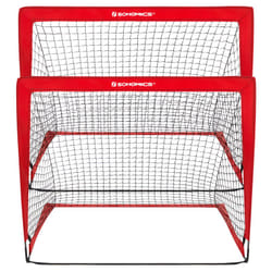 Songmics - Lot de 2, Cage de Football pour Enfants, Pliable, Filet de Football, Montage Rapide, pour Jardin, Cours, Cadre en Fibre de Verre, Tissu