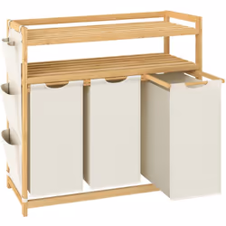 【3 COMPARTIMENTS DE TRI】 Ce panier à linge a un volume total de 150 L (50 L pour chaque sac). La conception à 3 compartiments ...