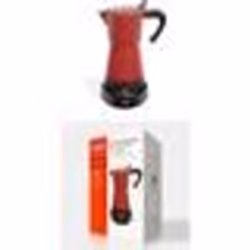 Cafetière italienne électrique - Design - 6 tasses - Rouge et noir - Socle pivotant 360° - Témoin lumineux